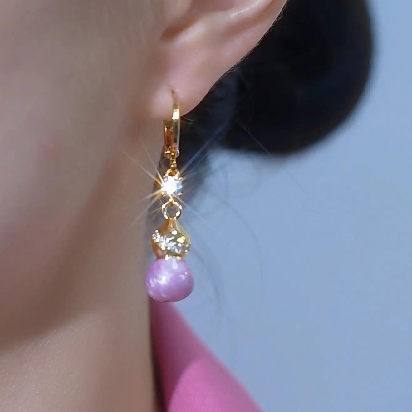 Chinese Purple Dripping Oil Gourd Earrings
