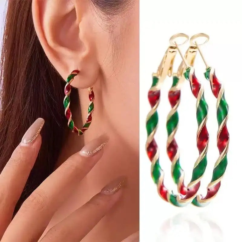Christmas Color Hoop Earrings