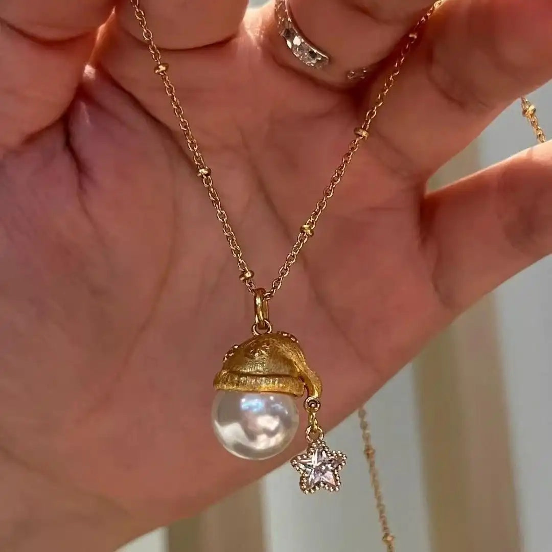 Christmas Hat and Star Pendant Necklace