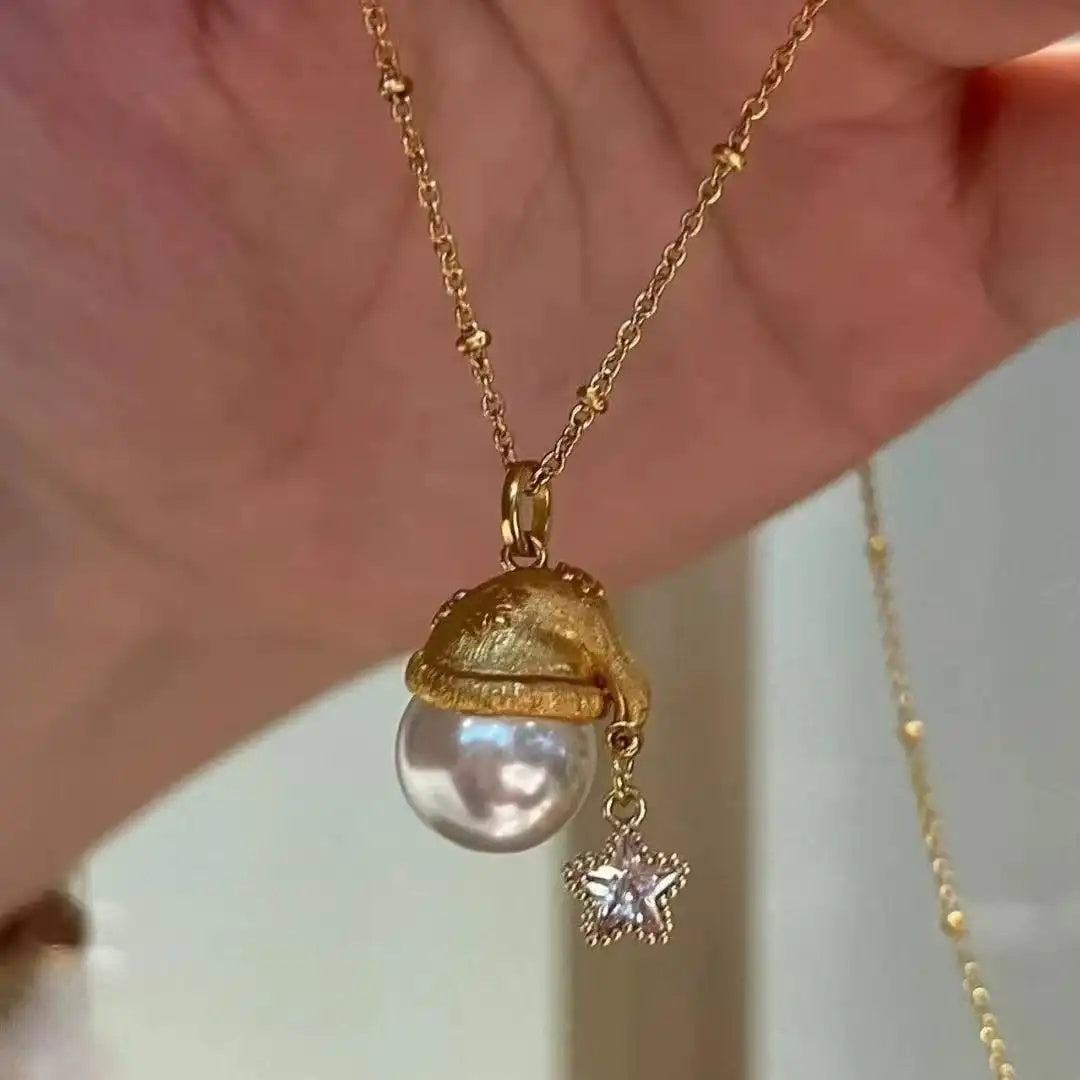 Christmas Hat and Star Pendant Necklace
