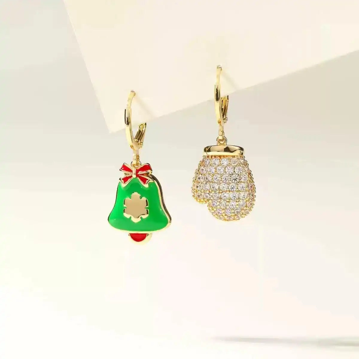 Christmas Reindeer Bell Bow Earrings