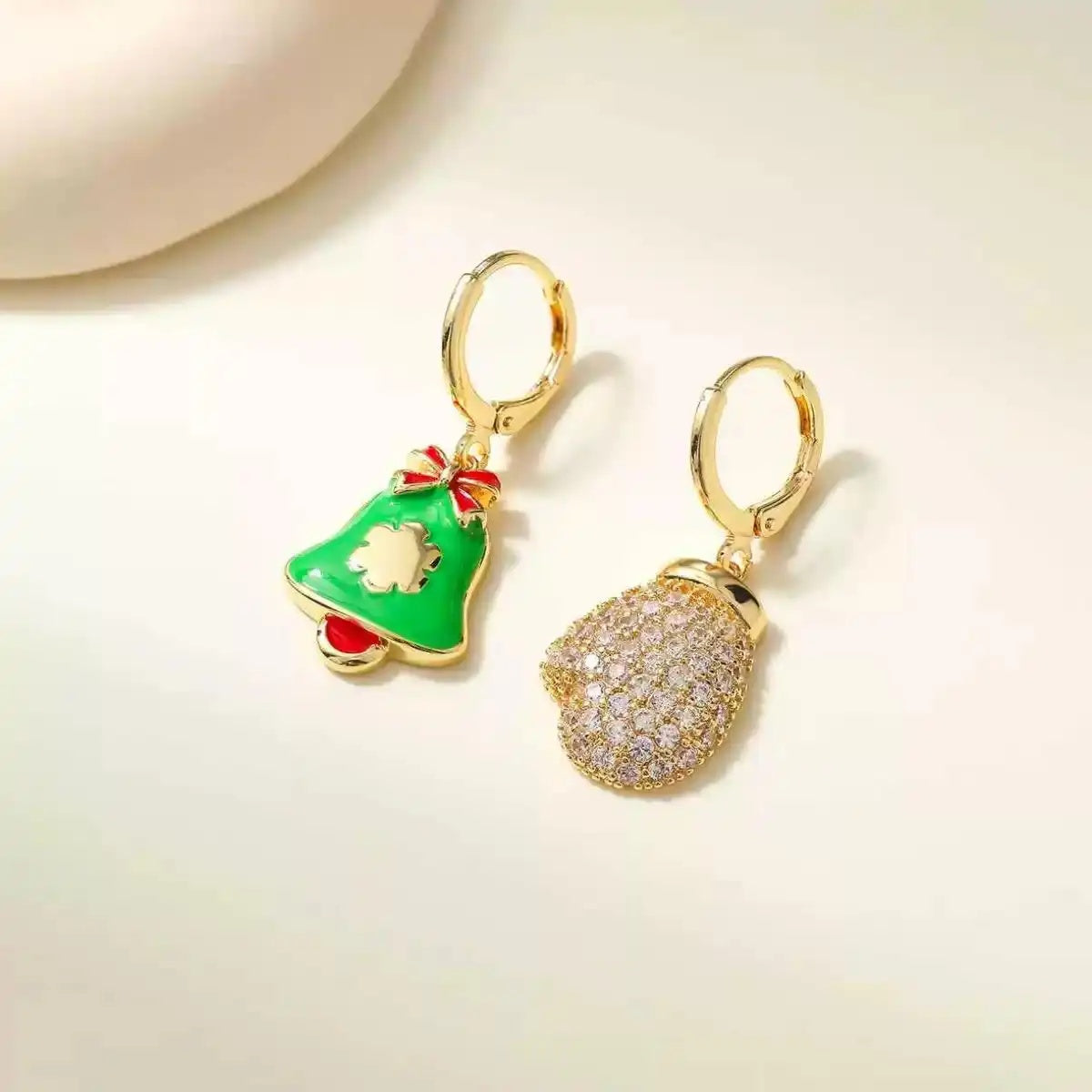 Christmas Reindeer Bell Bow Earrings
