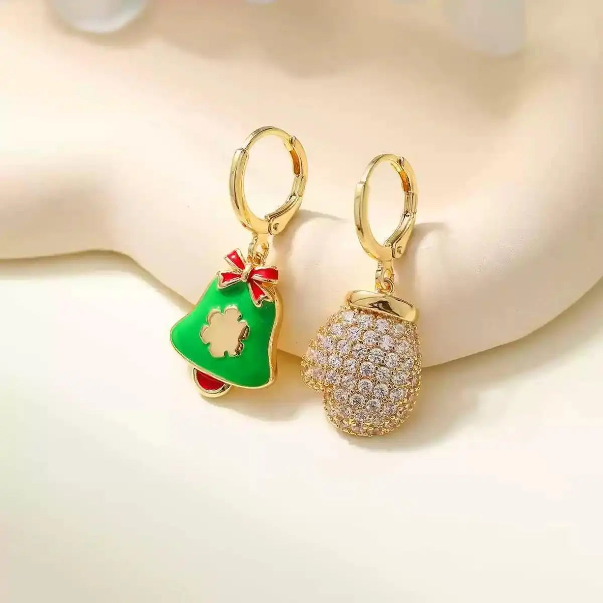 Christmas Reindeer Bell Bow Earrings