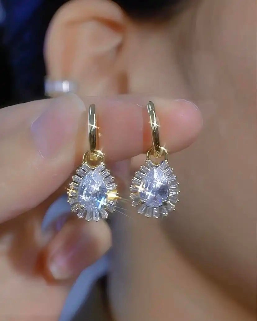 Clear Crystal Ball Drop Earrings