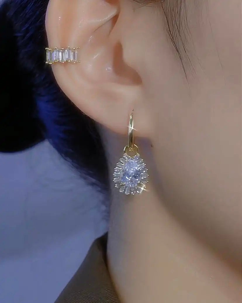 Clear Crystal Ball Drop Earrings