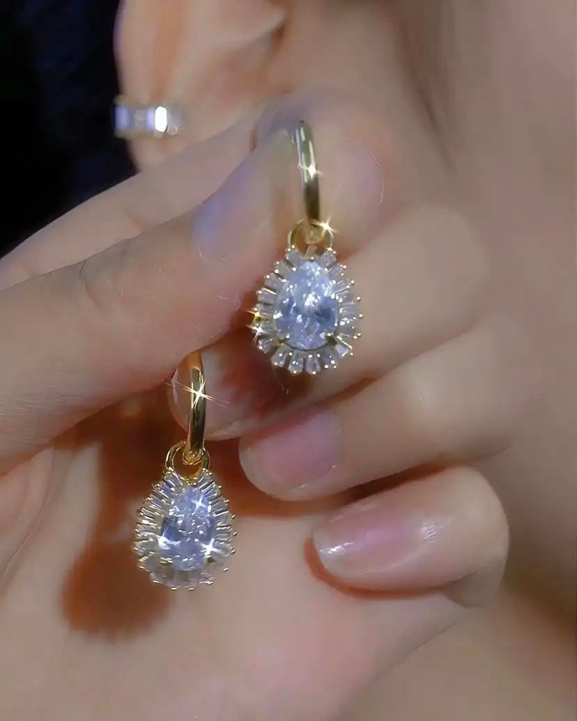Clear Crystal Ball Drop Earrings