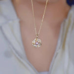 Clear Crystal Rose Pendant Necklace