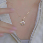 Clear Crystal Rose Pendant Necklace