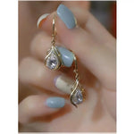 Clear Crystal Teardrop Clip On Earrings