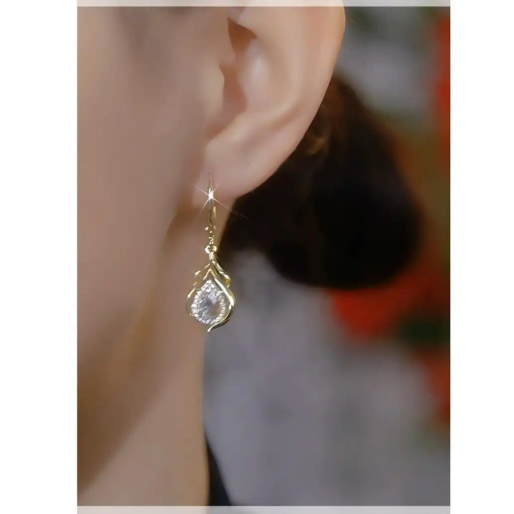 Clear Crystal Teardrop Clip On Earrings