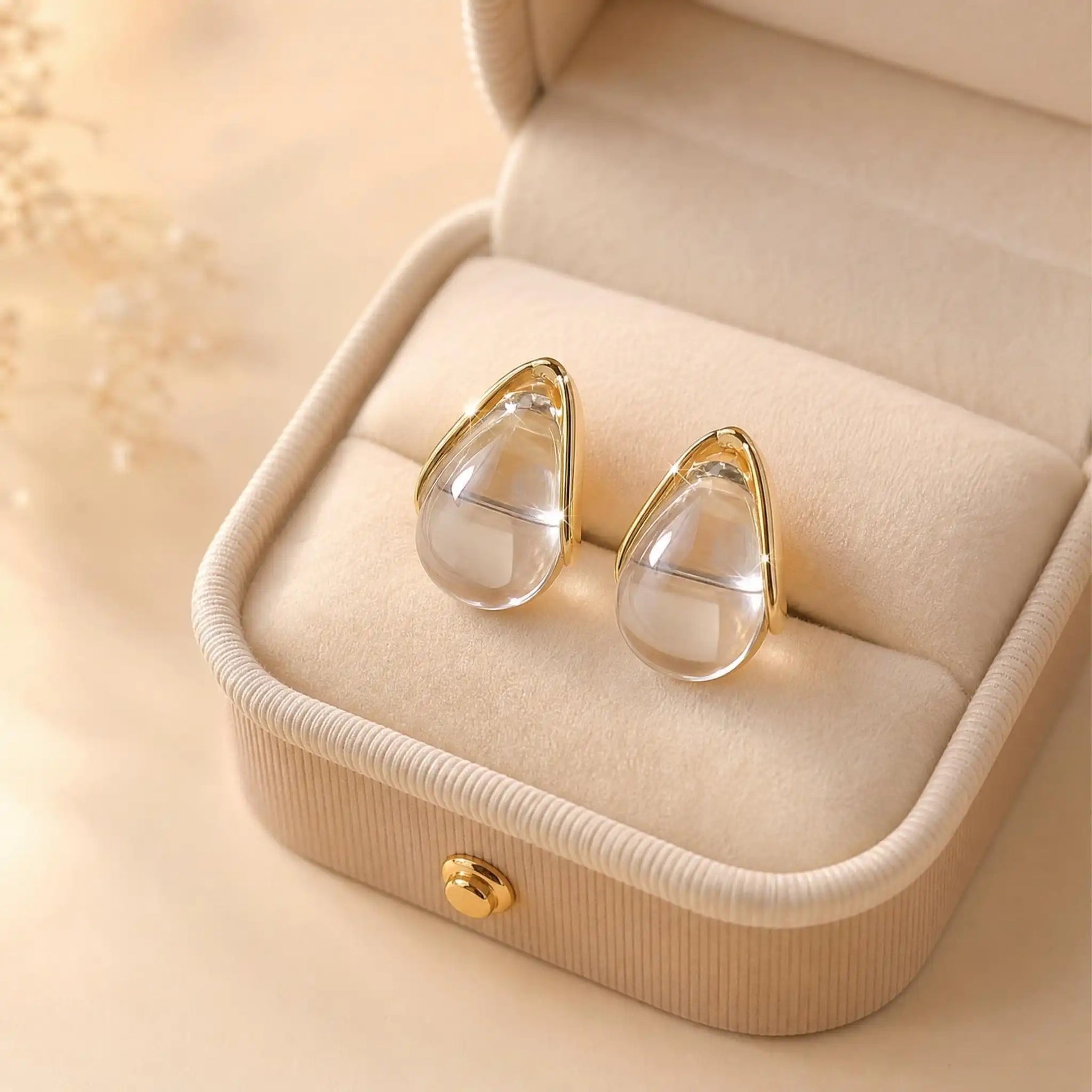 Clear Resin Teardrop Drop Earrings