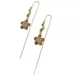 Coffee Brown Floral Crystal Tassel Drop Earrings