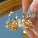 Coffee Cat Eye Heart Clip-On Earrings
