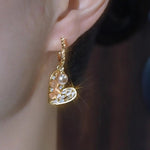 Coffee Cat Eye Heart Clip-On Earrings
