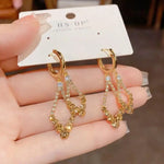 Coffee Color Crystal Double Layer Ear Cuffs