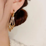 Coffee Color Crystal Double Layer Ear Cuffs