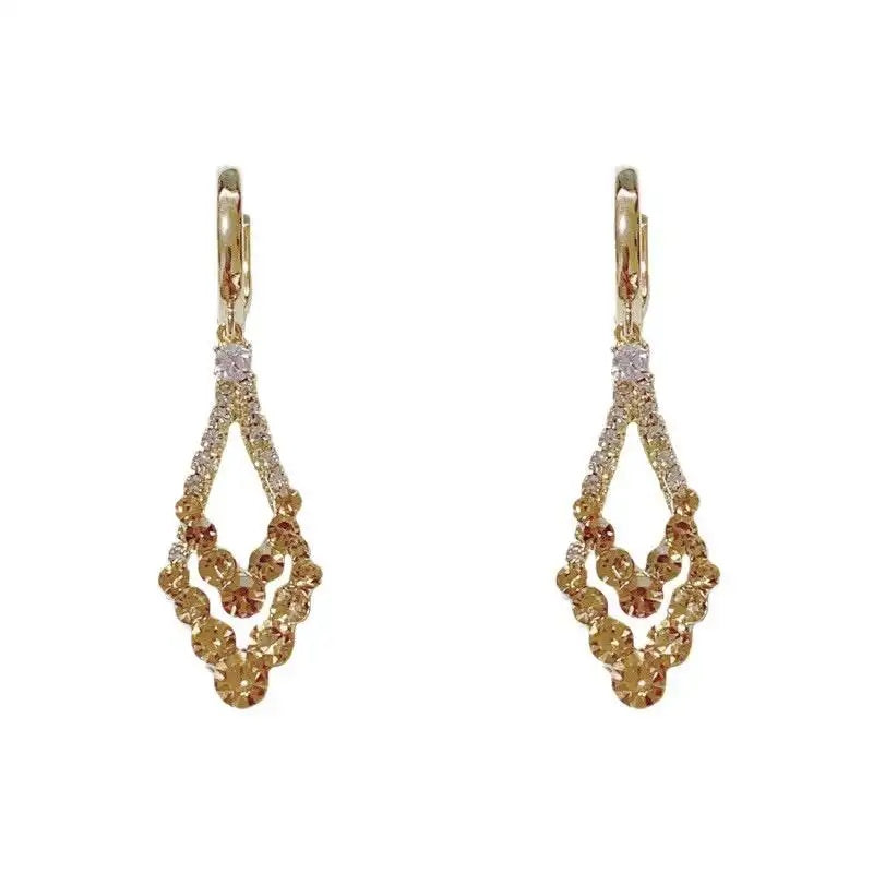 Coffee Color Crystal Double Layer Ear Cuffs