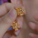 Coffee Color Crystal Heart Flower Earrings