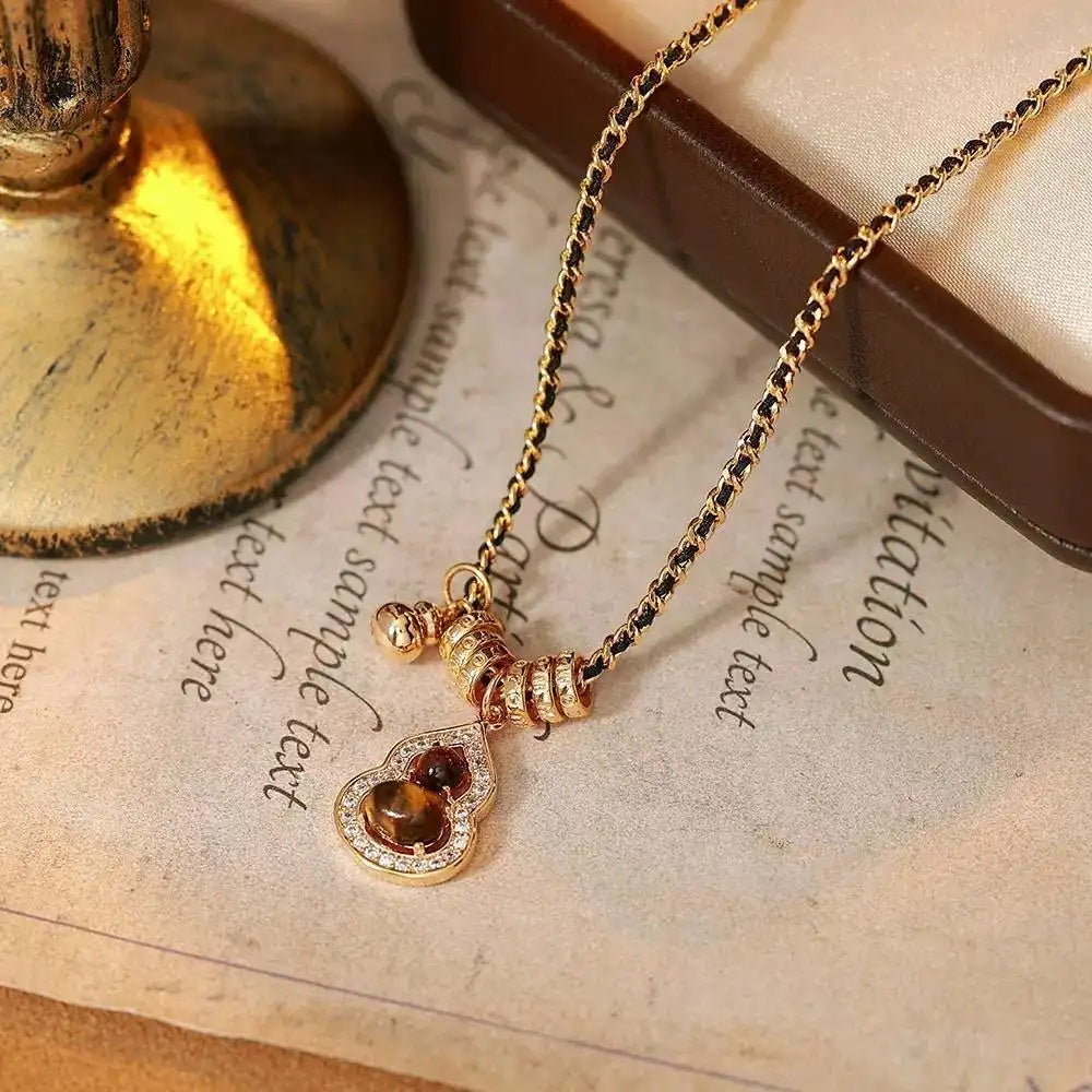 Coffee Color Gourd Natural Bead Necklace