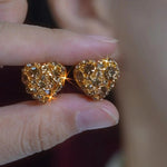 Coffee Color Heart Hoop Earrings