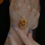 Coffee Color Rose Pendant Necklace