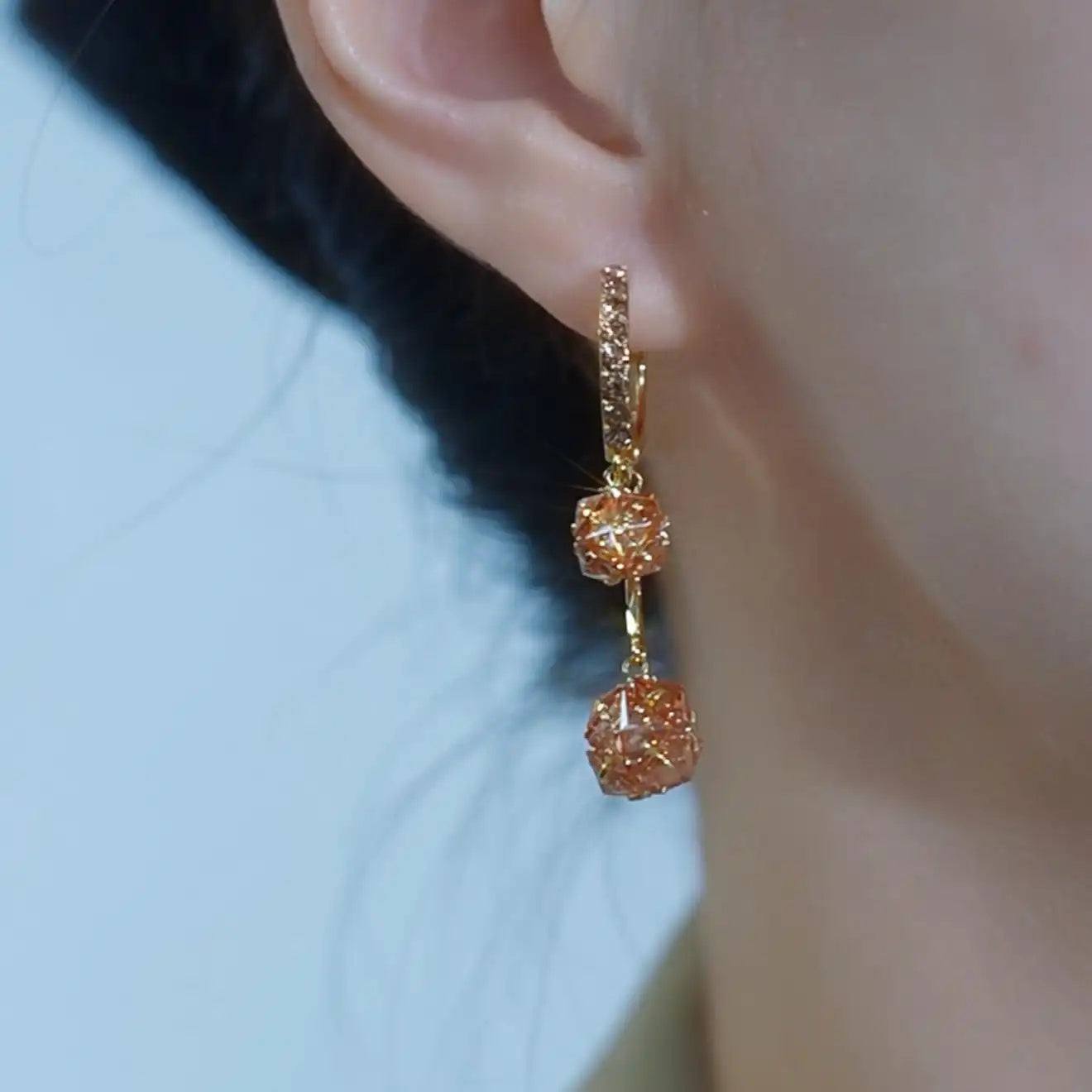 Coffee Color Tassel Ball Drop Earrings