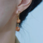 Coffee Color Tassel Ball Drop Earrings