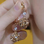 Coffee-Colored Crystal Round 2 Ear Earrings
