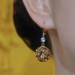 Coffee-Colored Crystal Round 2 Ear Earrings