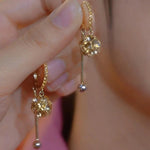 Coffee Diamond Ball Tassel Crystal Drop Earrings
