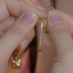Coffee Diamond Ball Tassel Crystal Drop Earrings