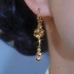 Coffee Diamond Ball Tassel Drop Earrings