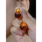 Coffee Retro Teardrop Maillard Amber Drop Earrings