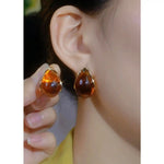 Coffee Retro Teardrop Maillard Amber Drop Earrings