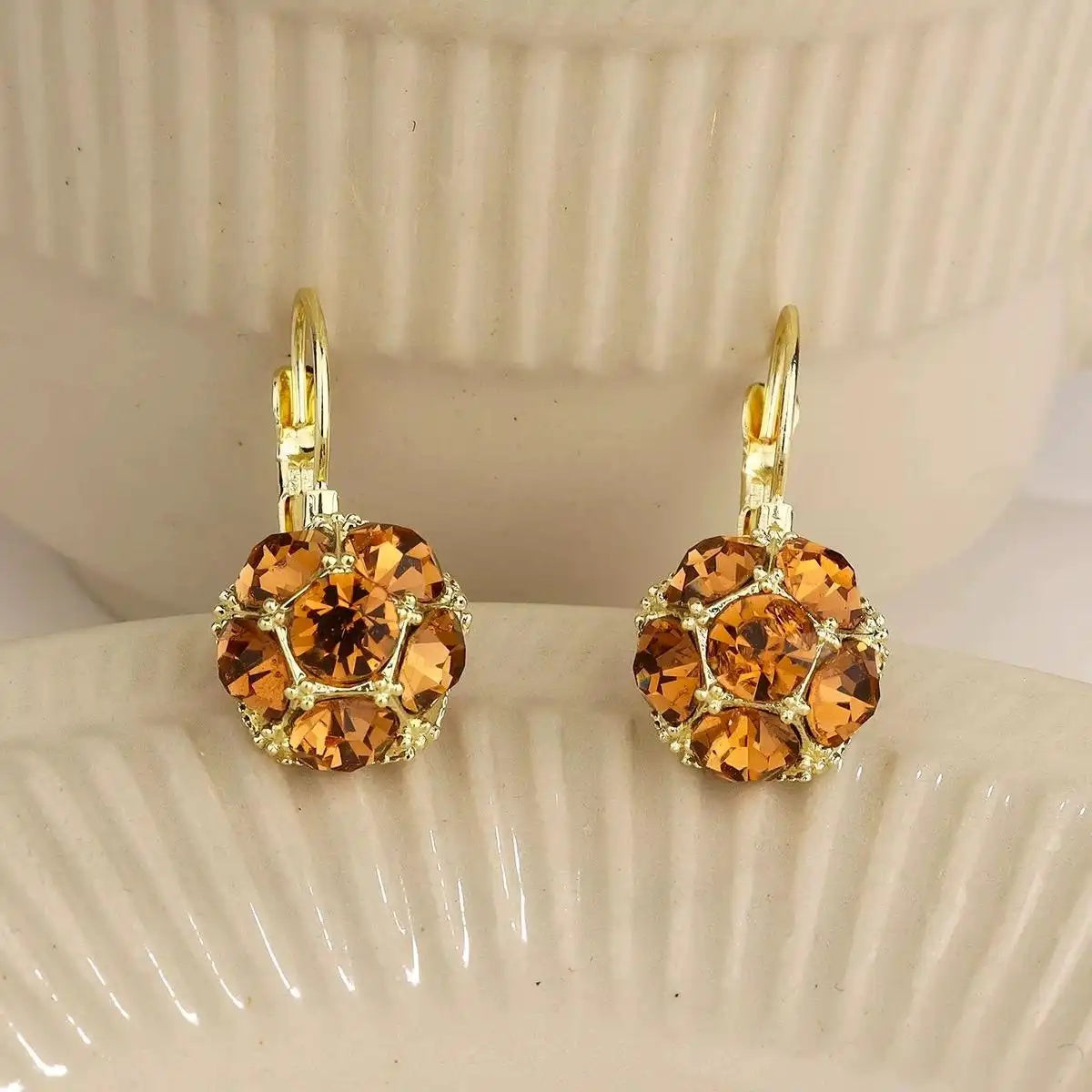 Cognac-Gold Tone Hoop Earrings