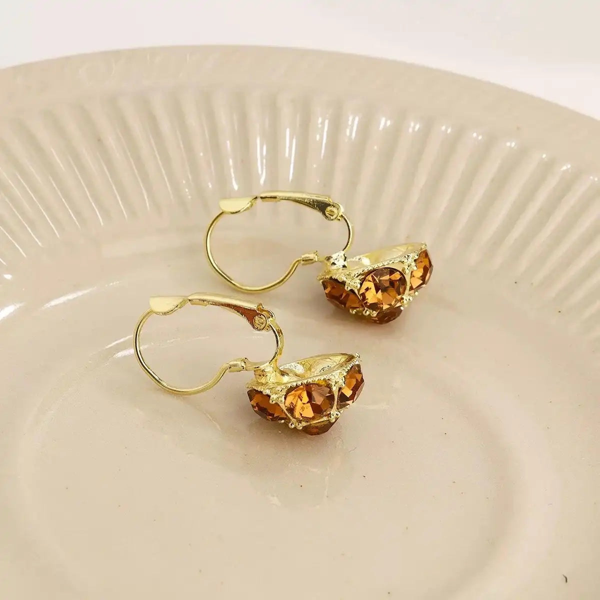 Cognac-Gold Tone Hoop Earrings