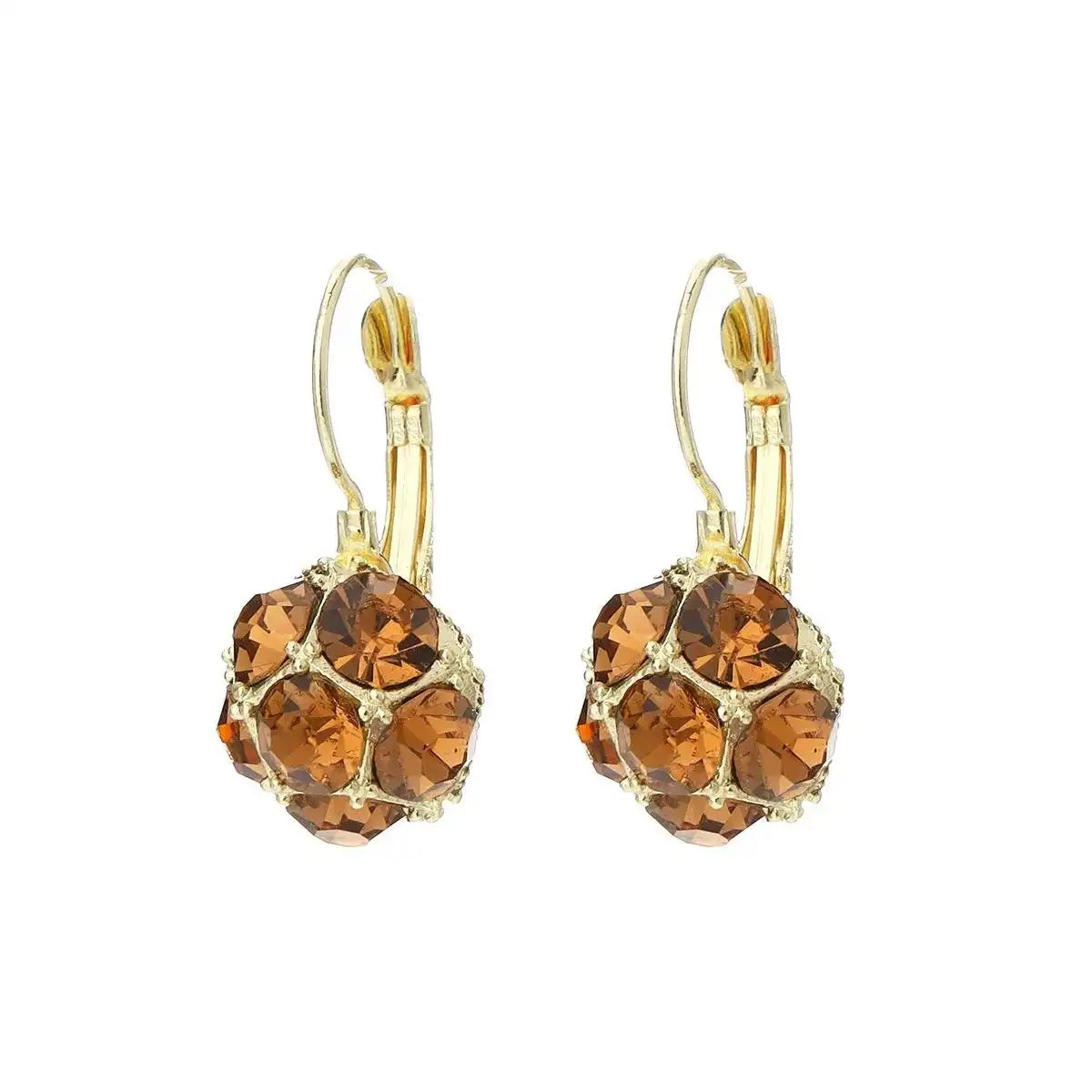 Cognac-Gold Tone Hoop Earrings