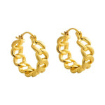 Cold Gold Brushed Chain Hoop Earrings