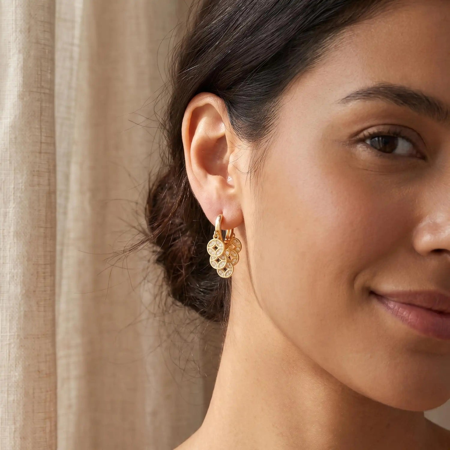 Cold Hollow Geometric Coin Tassel Drop Earrings