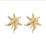 Cold Metal Flower Exaggerated Pearl Stud Earrings