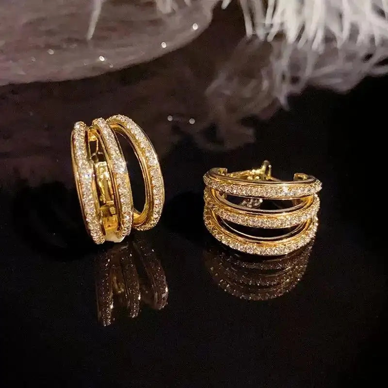 Cold Multi-Layer Crystal Hoop Earrings