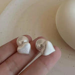 Cold Silver Brushed Heart Hoop Earrings