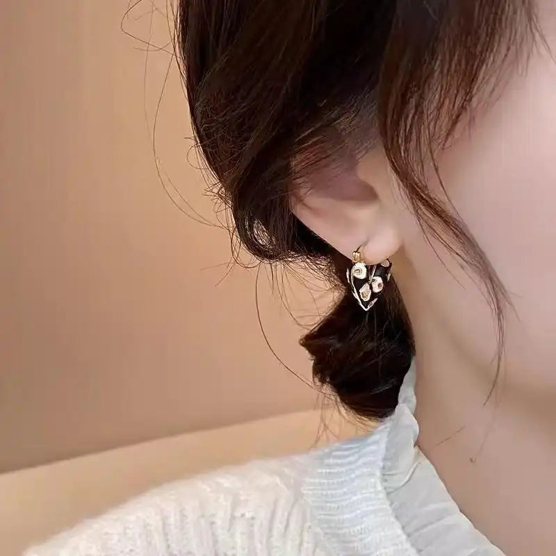 Color Block Striped Double-Sided Heart Earrings