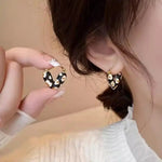Color Block Striped Double-Sided Heart Earrings