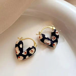 Color Block Striped Double-Sided Heart Earrings