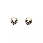 Color Block Striped Double-Sided Heart Earrings