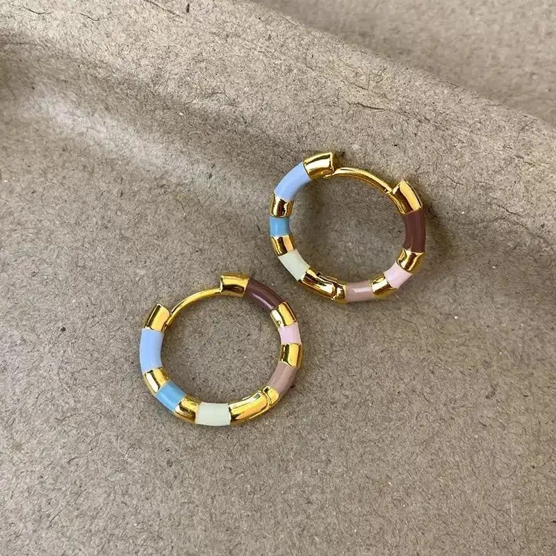 Color Enamel Mini Hoop Earrings