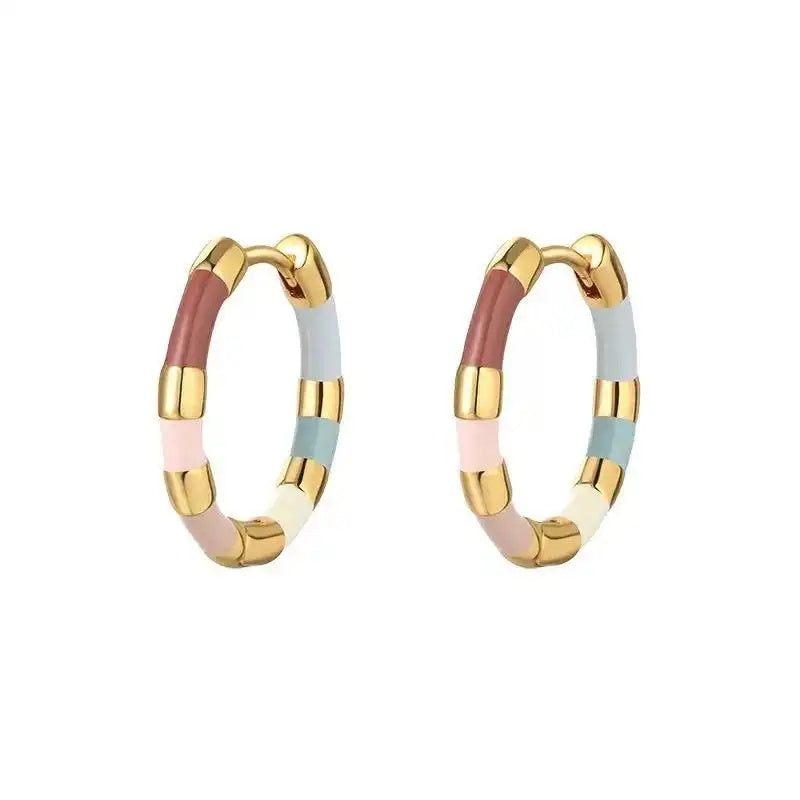 Color Enamel Mini Hoop Earrings
