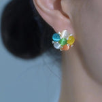 Colorful Cat Eye Round Earrings