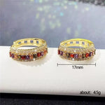 Colorful Crystal Brass Hoop Earrings